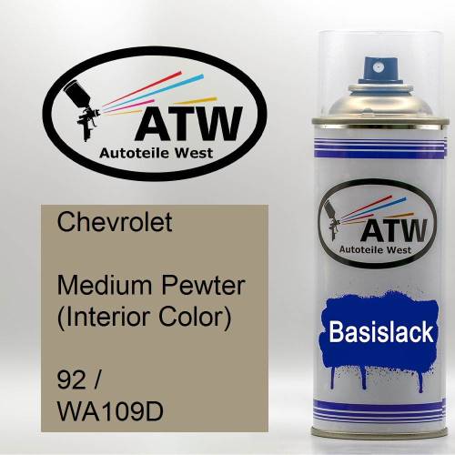Chevrolet, Medium Pewter (Interior Color), 92 / WA109D: 400ml Sprühdose, von ATW Autoteile West.